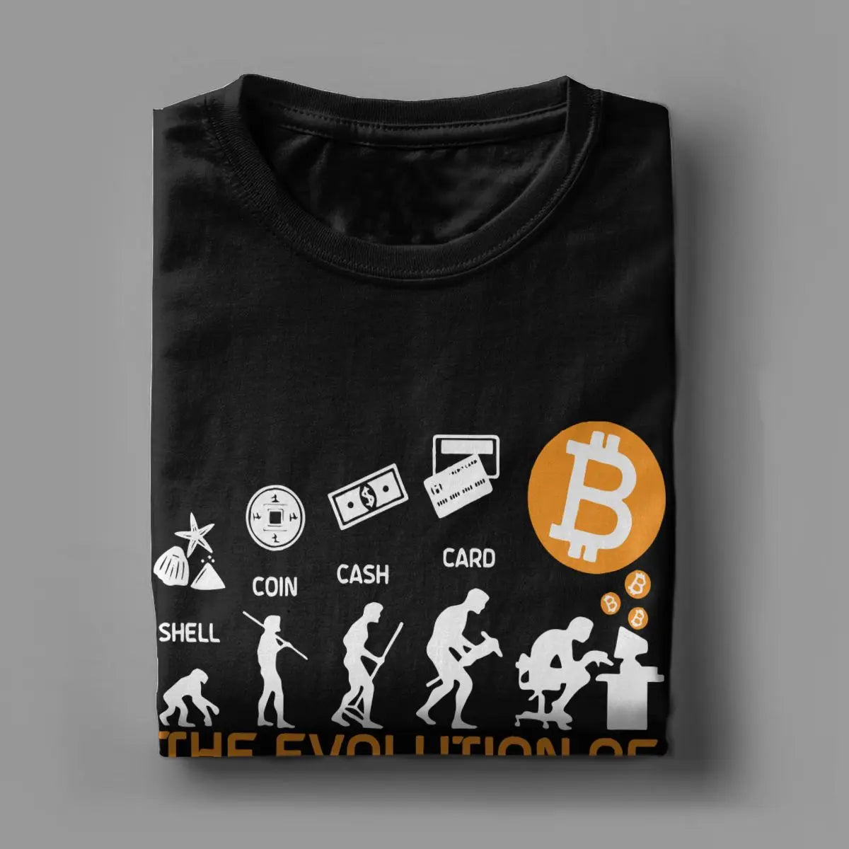 Men Women's T-Shirt The Evolution Of Money Funny Bitcoin Tees Crypto Coin Cryptocurrency T Shirts Plus Size Clothing