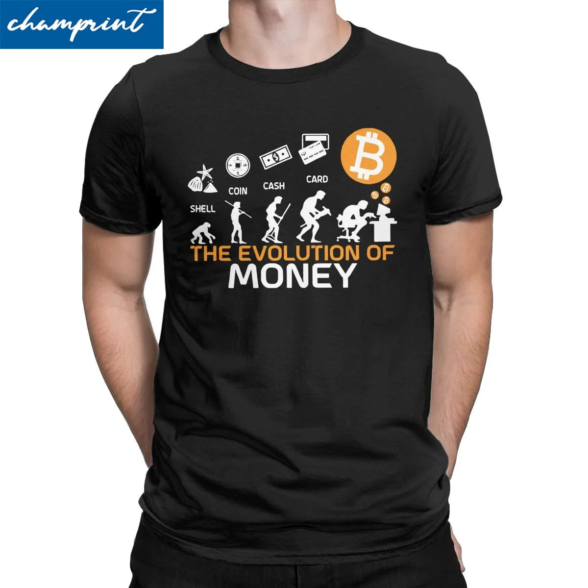 Men Women's T-Shirt The Evolution Of Money Funny Bitcoin Tees Crypto Coin Cryptocurrency T Shirts Plus Size Clothing