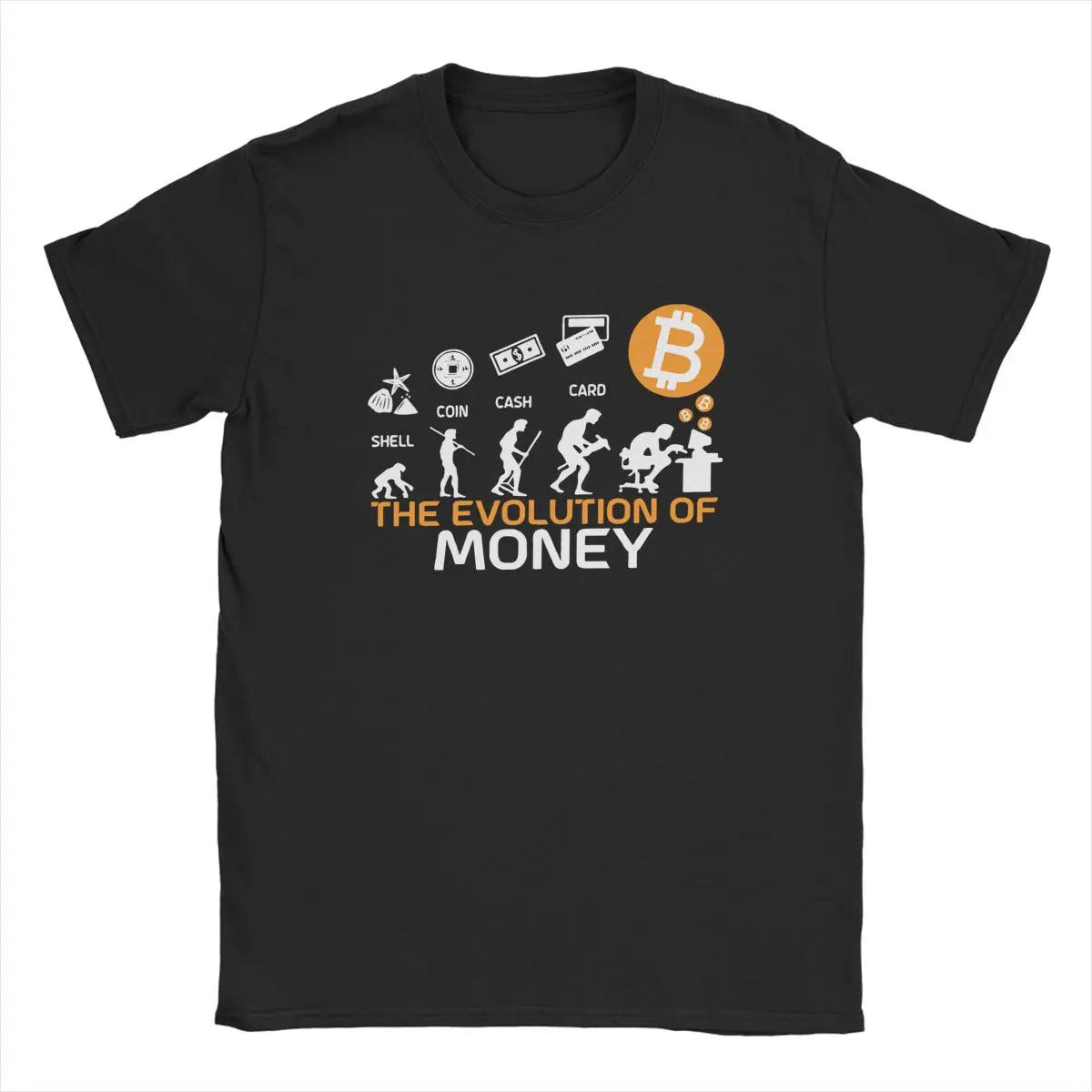 Men Women's T-Shirt The Evolution Of Money Funny Bitcoin Tees Crypto Coin Cryptocurrency T Shirts Plus Size Clothing