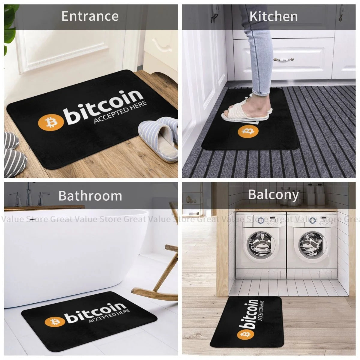 Cryptocurrency Bedroom Mat Bitcoin Accepted Here Doormat Living Room Carpet Outdoor Rug Home Decoration